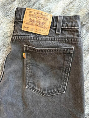 Vintage 1996 Levi's 560 Orange Tab Loose Taper Leg Jeans Black Made in USA 34x32